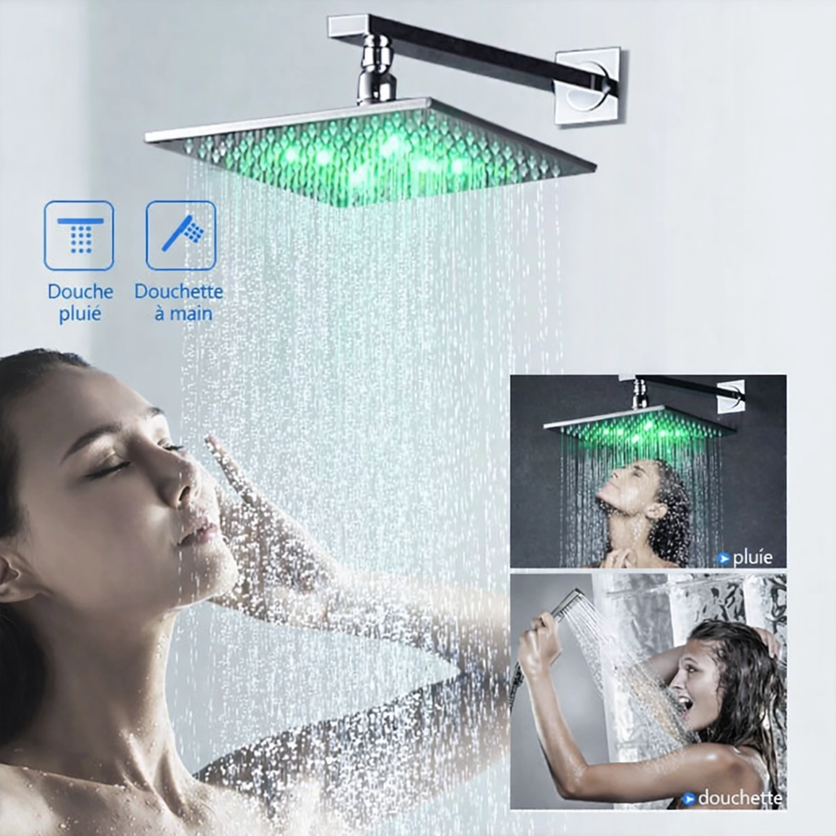 Colonne de douche LED thermostatique chrome Glasgow